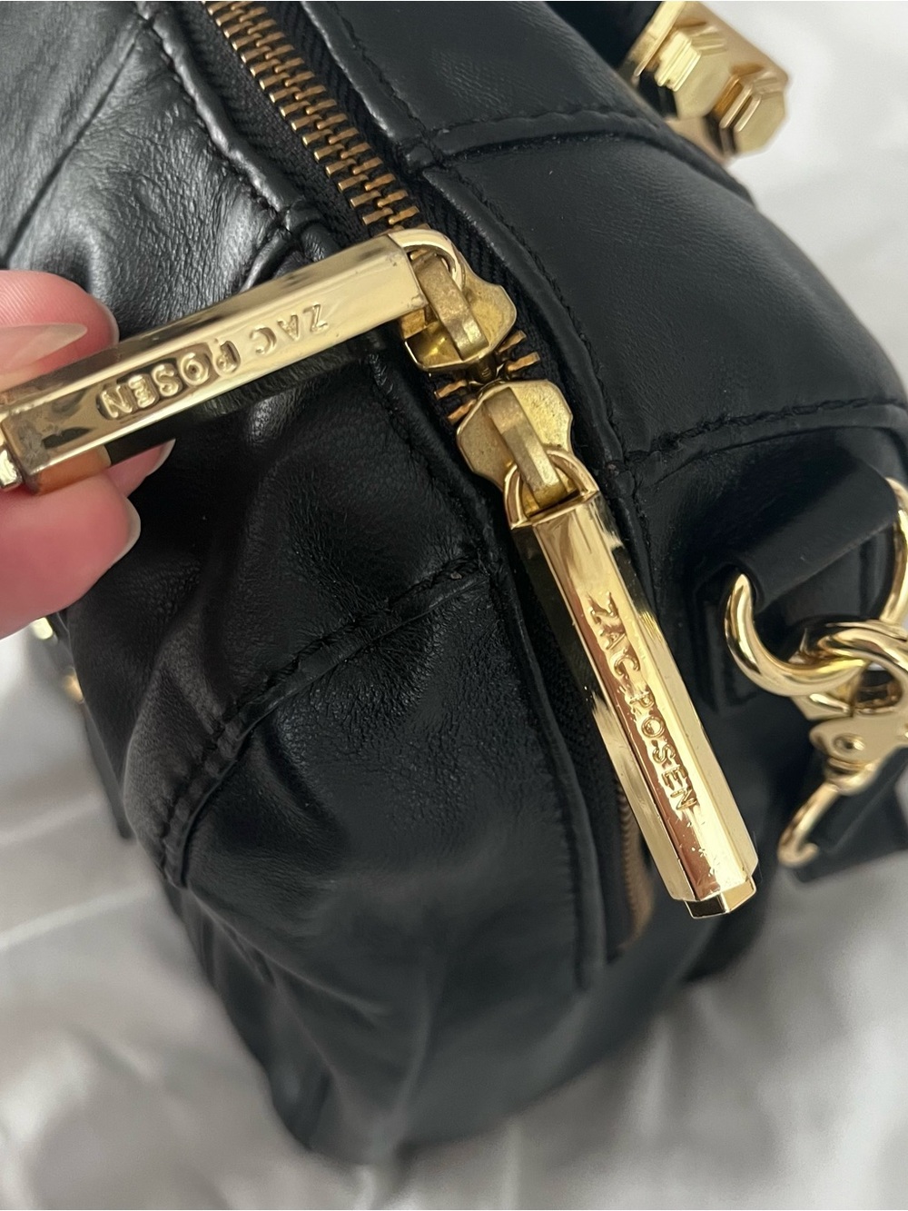 NWT Zac Posen | Z Spoke: Black Leather Satchel Bag - Picture 7 of 10
